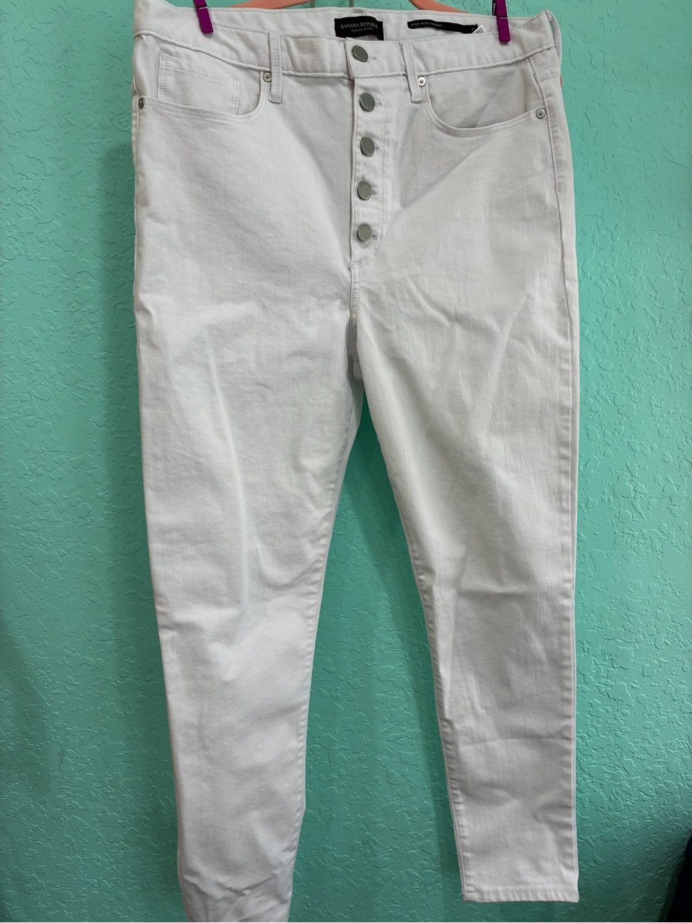 Banana Republic White High-Rise Skinny Jeans 32 coastal beach classic